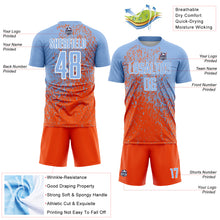 Load image into Gallery viewer, Custom Light Blue Orange-White Abstract Fragment Art Sublimation Soccer Uniform Jersey
