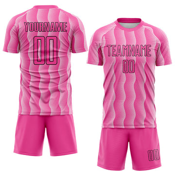 Custom Pink Black-White Geometric Shape Sublimation Soccer Uniform Jersey