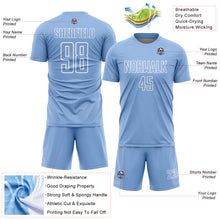 Загрузить изображение в средство просмотра галереи, Custom Light Blue White Geometric Shape Sublimation Soccer Uniform Jersey
