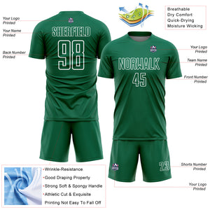 Custom Kelly Green White Geometric Shape Sublimation Soccer Uniform Jersey