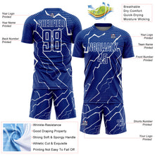 Load image into Gallery viewer, Custom Royal White Lightning Sublimation Soccer Uniform Jersey
