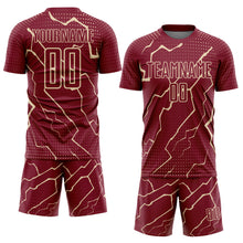 Load image into Gallery viewer, Custom Crimson City Cream Lightning Sublimation Soccer Uniform Jersey
