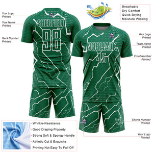 Custom Kelly Green White Lightning Sublimation Soccer Uniform Jersey