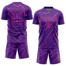 Load image into Gallery viewer, Custom Purple Pink Lightning Sublimation Soccer Uniform Jersey
