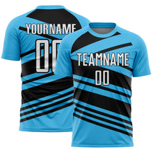 Load image into Gallery viewer, Custom Sky Blue White-Black Line Sublimation Soccer Uniform Jersey
