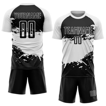 Custom Black White Splash Sublimation Soccer Uniform Jersey