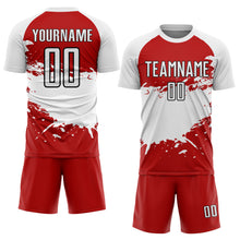 Load image into Gallery viewer, Custom Red White-Black Splash Sublimation Soccer Uniform Jersey
