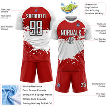 Load image into Gallery viewer, Custom Red White-Black Splash Sublimation Soccer Uniform Jersey
