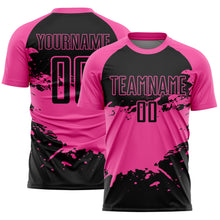 Load image into Gallery viewer, Custom Black Pink-White Splash Sublimation Soccer Uniform Jersey
