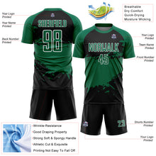 Load image into Gallery viewer, Custom Black Kelly Green-White Splash Sublimation Soccer Uniform Jersey
