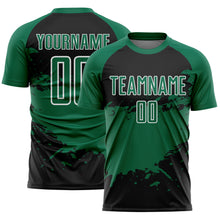 Load image into Gallery viewer, Custom Black Kelly Green-White Splash Sublimation Soccer Uniform Jersey
