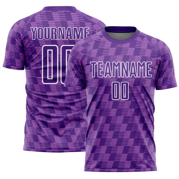 Custom Purple Medium Purple-White Line Sublimation Soccer Uniform Jersey