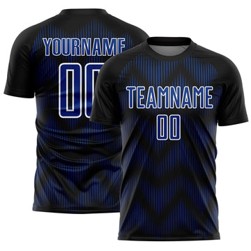 Custom Black Royal-White Line Sublimation Soccer Uniform Jersey