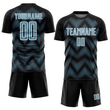 Custom Black Shadow Blue-White Line Sublimation Soccer Uniform Jersey