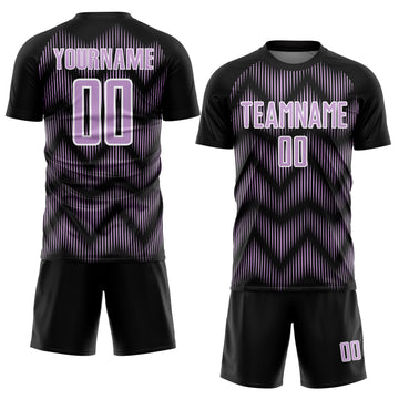 Custom Black Light Purple-White Line Sublimation Soccer Uniform Jersey