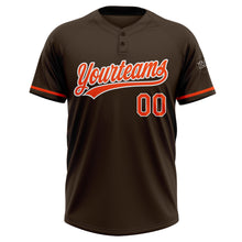Laden Sie das Bild in den Galerie-Viewer, Custom Brown Orange-White Two-Button Unisex Softball Jersey
