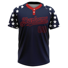 Загрузить изображение в средство просмотра галереи, Custom Navy Red-White 3D American Flag Fashion Two-Button Unisex Softball Jersey
