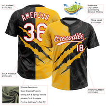 Загрузить изображение в средство просмотра галереи, Custom Graffiti Pattern Black Gold-Red 3D Two-Button Unisex Softball Jersey
