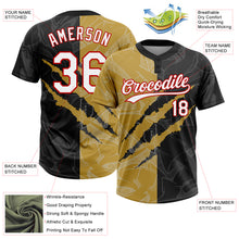 Charger l&#39;image dans la galerie, Custom Graffiti Pattern Black Old Gold-Red 3D Two-Button Unisex Softball Jersey
