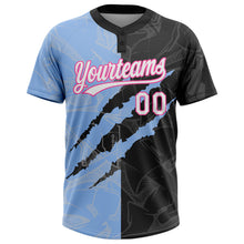 Charger l&#39;image dans la galerie, Custom Graffiti Pattern Black Light Blue-Pink 3D Two-Button Unisex Softball Jersey
