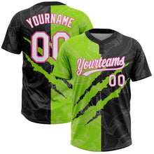 Charger l&#39;image dans la galerie, Custom Graffiti Pattern Black Neon Green-Pink 3D Two-Button Unisex Softball Jersey
