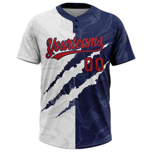 Charger l&#39;image dans la galerie, Custom Graffiti Pattern Red-Navy 3D Two-Button Unisex Softball Jersey
