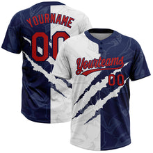 Charger l&#39;image dans la galerie, Custom Graffiti Pattern Red-Navy 3D Two-Button Unisex Softball Jersey
