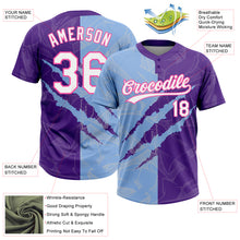 Charger l&#39;image dans la galerie, Custom Graffiti Pattern Purple Light Blue-Pink 3D Two-Button Unisex Softball Jersey
