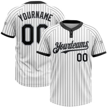 Загрузить изображение в средство просмотра галереи, Custom White Black Pinstripe Gray Two-Button Unisex Softball Jersey
