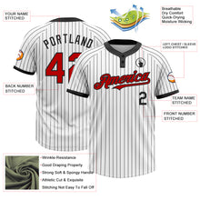 Load image into Gallery viewer, Custom White Black Pinstripe Red Two-Button Unisex Softball Jersey
