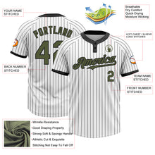 Load image into Gallery viewer, Custom White Black Pinstripe Olive Two-Button Unisex Softball Jersey
