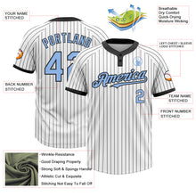 Load image into Gallery viewer, Custom White Black Pinstripe Light Blue Two-Button Unisex Softball Jersey
