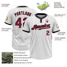 Load image into Gallery viewer, Custom White Black Pinstripe Crimson Two-Button Unisex Softball Jersey
