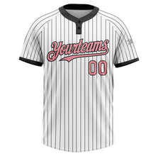 Загрузить изображение в средство просмотра галереи, Custom White Black Pinstripe Medium Pink Two-Button Unisex Softball Jersey
