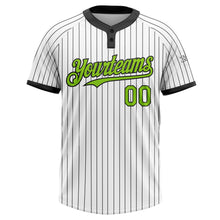 Загрузить изображение в средство просмотра галереи, Custom White Black Pinstripe Neon Green Two-Button Unisex Softball Jersey
