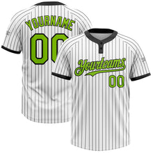 Загрузить изображение в средство просмотра галереи, Custom White Black Pinstripe Neon Green Two-Button Unisex Softball Jersey
