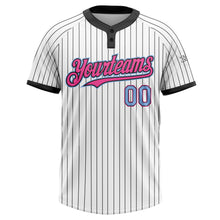 Загрузить изображение в средство просмотра галереи, Custom White Black Pinstripe Light Blue-Pink Two-Button Unisex Softball Jersey
