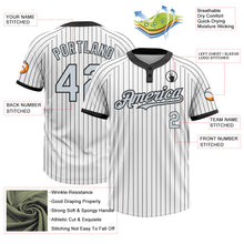 Load image into Gallery viewer, Custom White Black Pinstripe Silver-Black Two-Button Unisex Softball Jersey
