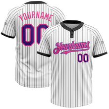 Загрузить изображение в средство просмотра галереи, Custom White Black Pinstripe Purple-Pink Two-Button Unisex Softball Jersey
