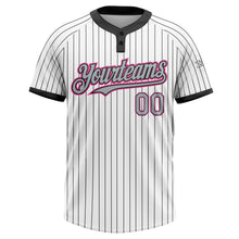 Загрузить изображение в средство просмотра галереи, Custom White Black Pinstripe Gray-Pink Two-Button Unisex Softball Jersey
