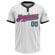 Загрузить изображение в средство просмотра галереи, Custom White Black Pinstripe Teal-Pink Two-Button Unisex Softball Jersey
