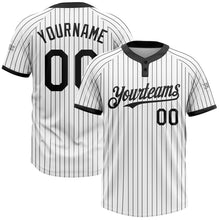 Загрузить изображение в средство просмотра галереи, Custom White Black Pinstripe Black Two-Button Unisex Softball Jersey
