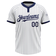 Laden Sie das Bild in den Galerie-Viewer, Custom White Navy Pinstripe Navy Two-Button Unisex Softball Jersey
