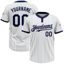 Загрузить изображение в средство просмотра галереи, Custom White Navy Pinstripe Gray Two-Button Unisex Softball Jersey
