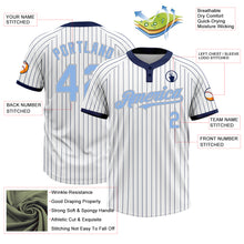 Laden Sie das Bild in den Galerie-Viewer, Custom White Navy Pinstripe Light Blue-Gray Two-Button Unisex Softball Jersey
