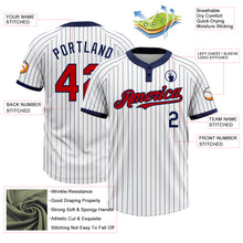 Laden Sie das Bild in den Galerie-Viewer, Custom White Navy Pinstripe Red Two-Button Unisex Softball Jersey
