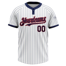 Загрузить изображение в средство просмотра галереи, Custom White Navy Pinstripe Red Two-Button Unisex Softball Jersey
