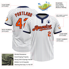 Laden Sie das Bild in den Galerie-Viewer, Custom White Navy Pinstripe Orange Two-Button Unisex Softball Jersey
