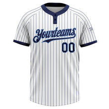 Загрузить изображение в средство просмотра галереи, Custom White Navy Pinstripe Light Blue Two-Button Unisex Softball Jersey
