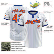 Laden Sie das Bild in den Galerie-Viewer, Custom White Royal Pinstripe Orange Two-Button Unisex Softball Jersey
